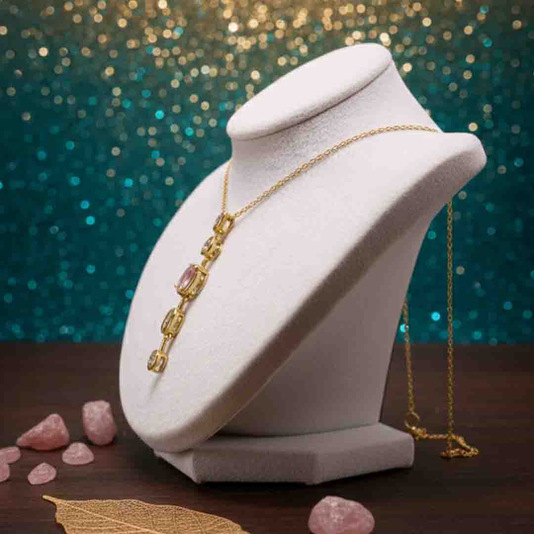 Pembe Taşlı  Y  Kolye